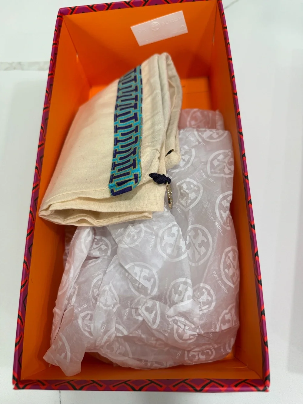 Tory Burch Bone/off white Miller Crystal Logo Thong Sandals